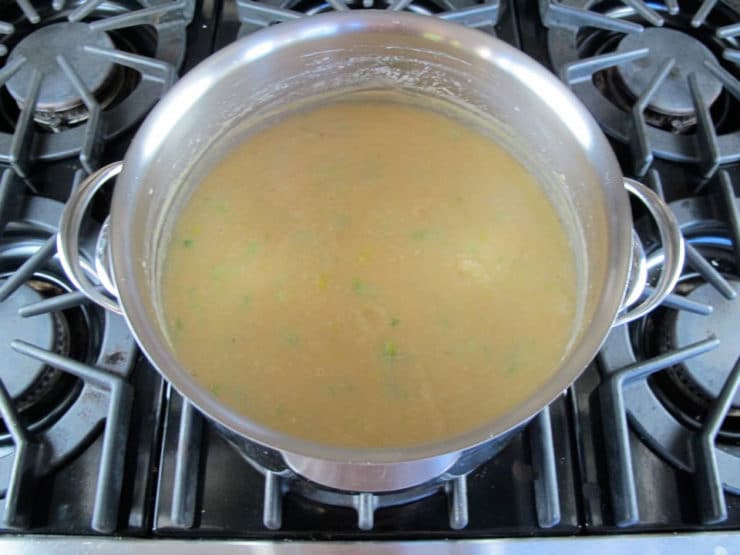 Bean soup simmering.