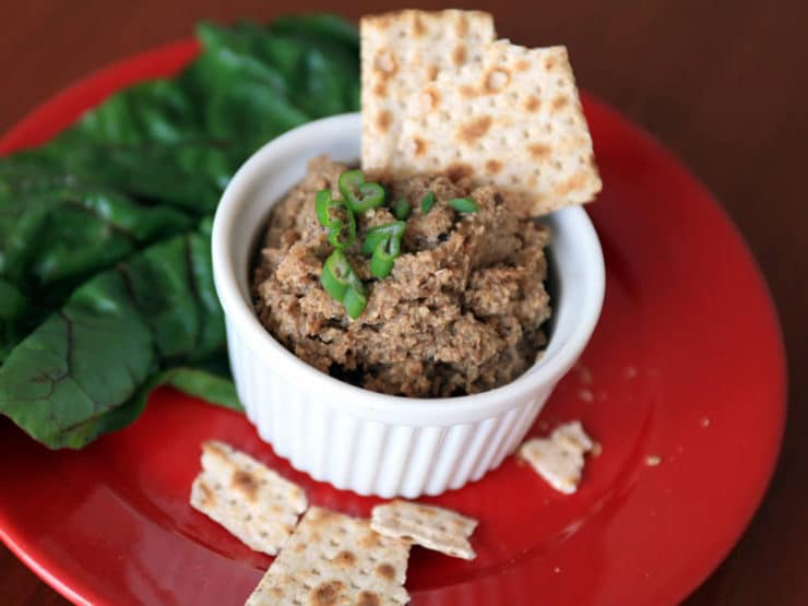 Mock Chopped Liver - A Passover Potluck idea from Eating Rules, recipe from Arthur Schwartz's Jewish Home Cooking. Vegetarian, pareve, gluten free, kosher for Pesach.
