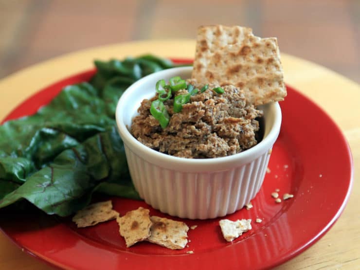 Mock Chopped Liver - A Passover Potluck idea from Eating Rules, recipe from Arthur Schwartz\'s Jewish Home Cooking. Vegetarian, pareve, gluten free, kosher for Pesach.