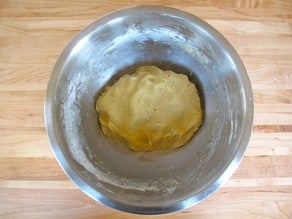Dough formed into a ball.