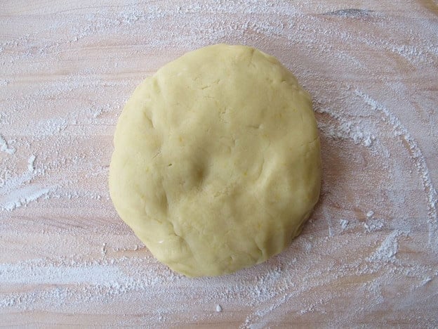 Dough ready to be rolled out on floured surface.