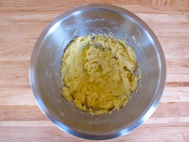 Egg mixed into butter.
