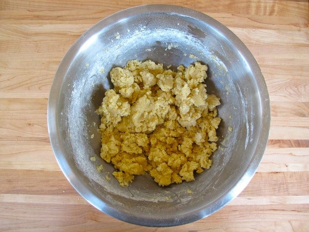Dough mixed until crumbly.