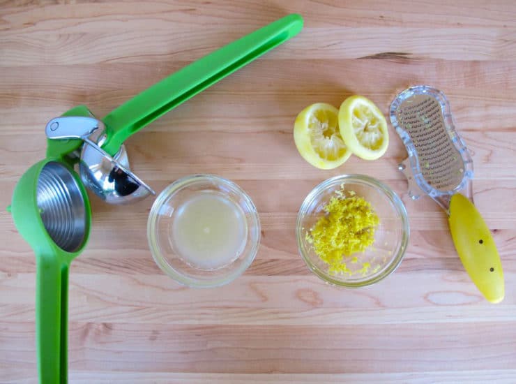 Zest and juice a lemon.