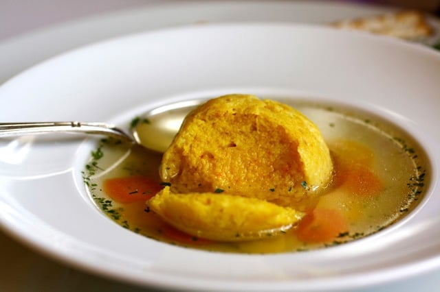 Saffron Matzo Balls - Learn to make tender, fluffy Saffron Matzo Balls with an exotic flavor and gorgeous color, perfect for the holidays from Lori Lynn of Taste with the Eyes. Kosher for Pesach, Meat.