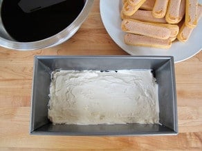 Cream in the bottom of a loaf pan.