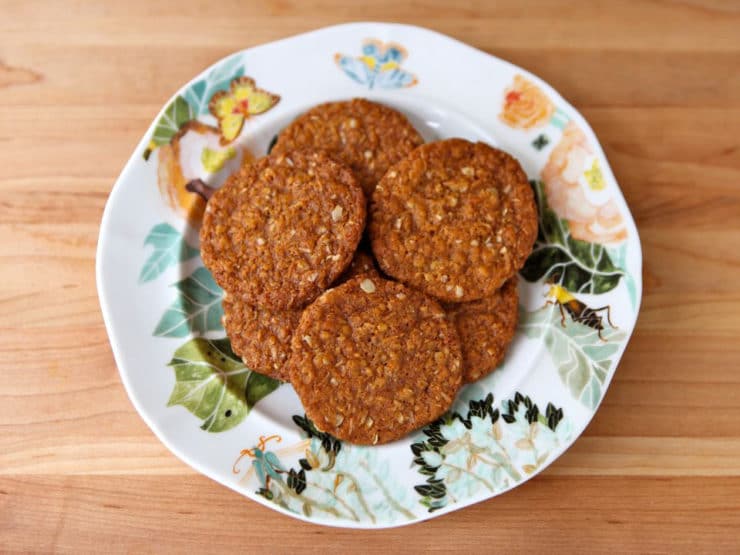 Anzac Biscuits - A traditional recipe for Anzac Biscuits in honor of Australia's Anzac Day, a memorial day for Australian war veterans. Kosher, Dairy, Cookies