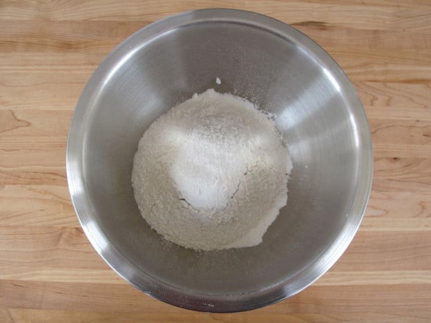 Flour sifted into a mixing bowl.
