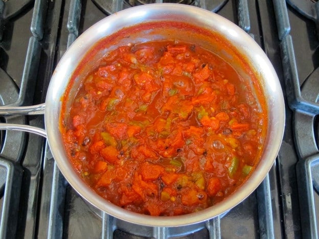 Matbucha in a stockpot.
