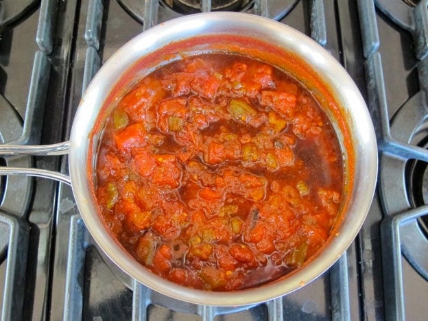 Matbucha in a stockpot.