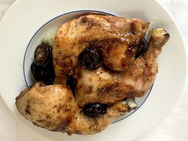 Chicken with Prunes and Oregano - Healthy Kosher for Passover recipe from Tamar Genger.