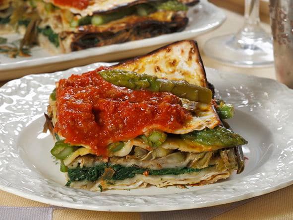 Italian Vegetable Matzo Pie - Passover recipe from Alessandra at Dinner in Venice. Meat - Vegan, Pareve, or Vegetarian with Modification. Kosher for Passover