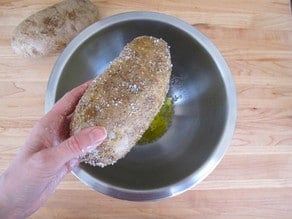 Potato rubbed with oil and salt.