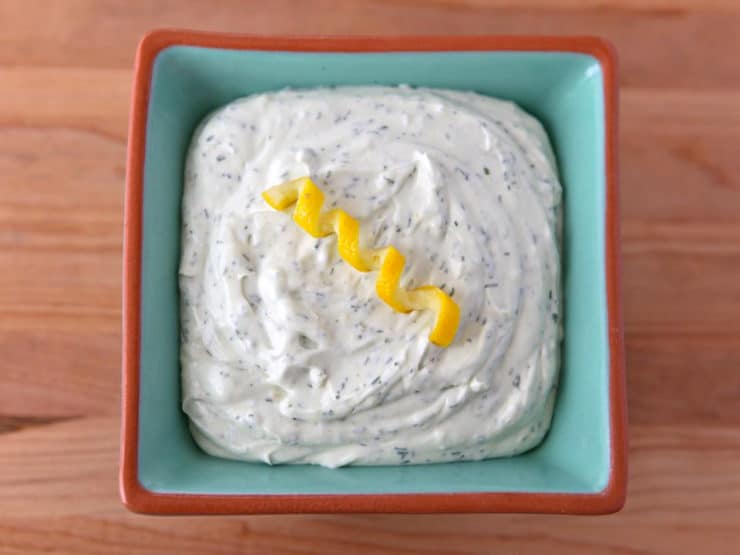 Lemon Dill Schmear - Learn the history of cream cheese and try a recipe for lemony herb cream cheese spread. Bagels, schmear, dairy, kosher.