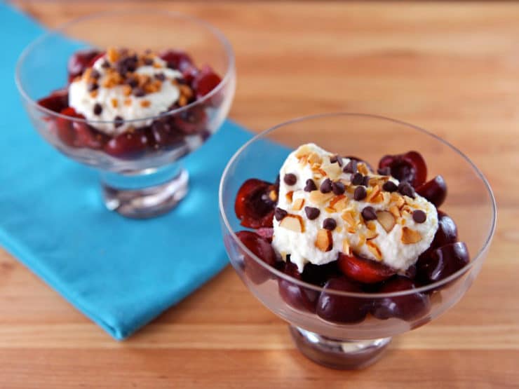 Smashed Cherries, Amaretti, and Ricotta - fresh, healthy dessert recipe from my friend Cheryl Sternman Rule\'s cookbook, Ripe.