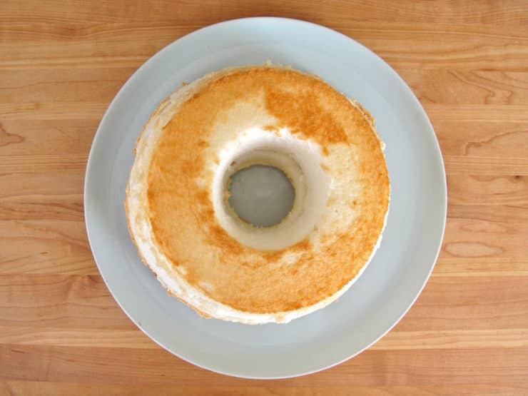 Top layer of angel food cake replaced.