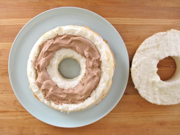 Chocolate cream in angel food cavity.