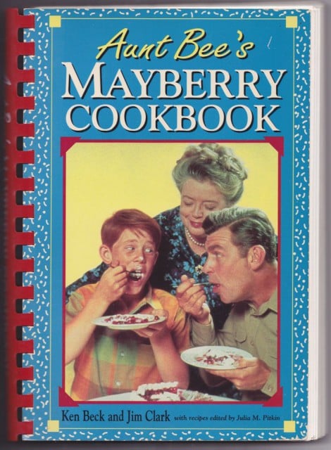 Andy\'s Angel Food Cake: A Tribute to Andy Griffith - A vintage recipe from \"Aunt Bee\'s Mayberry Cookbook\" - a simple chocolate-filled angel food cake with nuts and chocolate shavings.