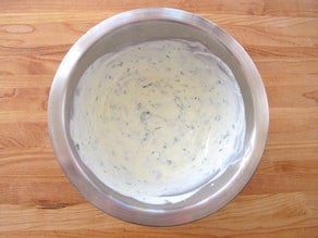 Dipping sauce in a bowl.