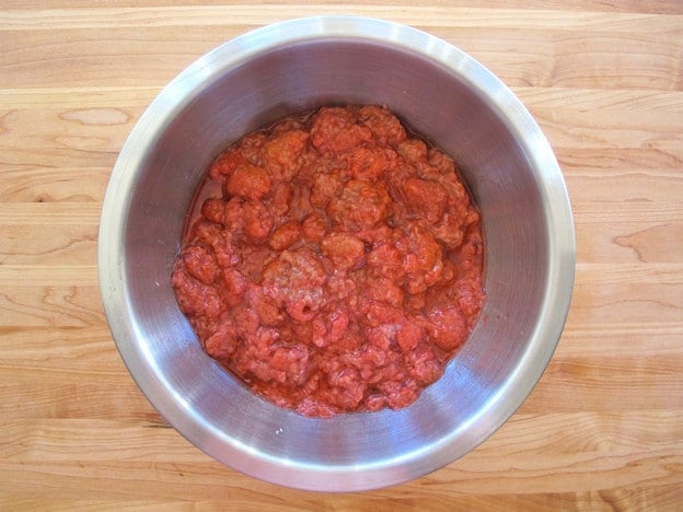 Strained raspberry pulp.