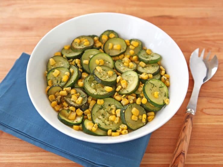 Zucchini Corn Sauté - Dairy free side dish recipe with 6 simple ingredients. Make it in 20 minutes! Vegan Kosher Pareve Healthy