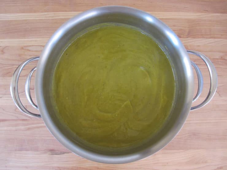 Split pea soup in a stockpot.