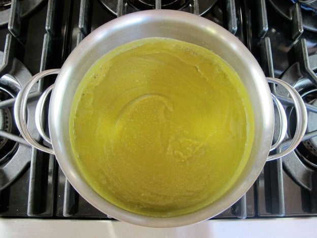 Split pea soup in a stockpot.