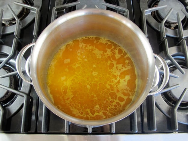 Saffron in stock in a stockpot.