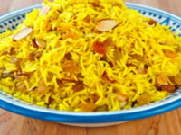 Saffron Rice with Raisins & Almonds Pinterest Pin