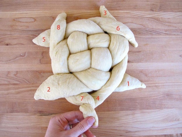 How to fold challah in a circle.