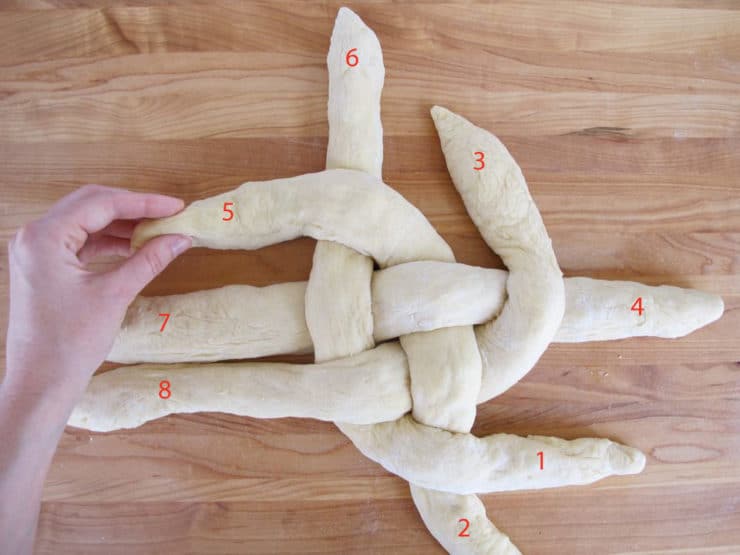 How to fold challah in a circle.