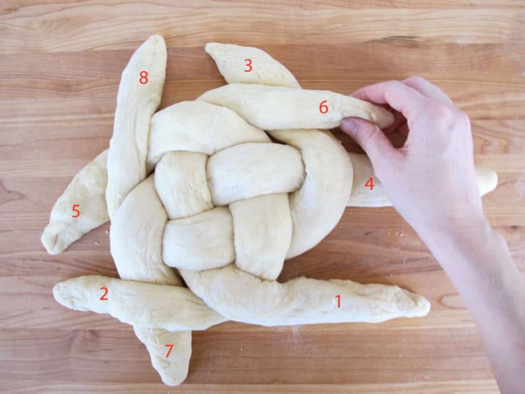 How to fold challah in a circle.