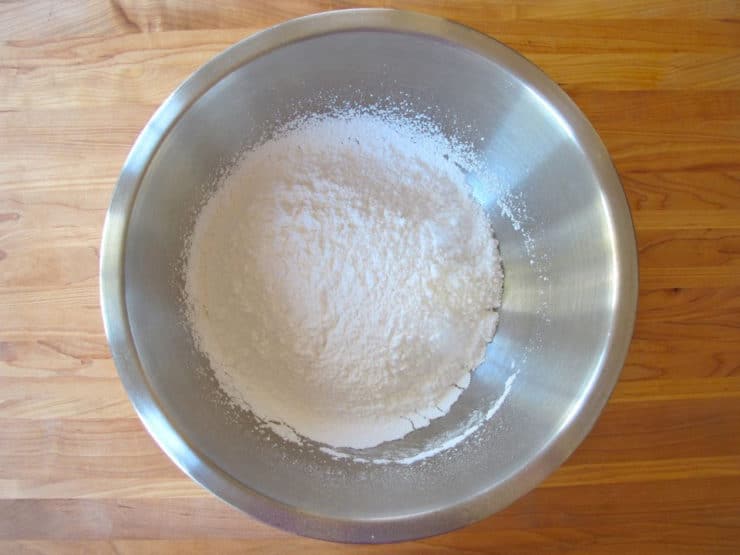 Sifted powdered sugar in a mixing bowl.