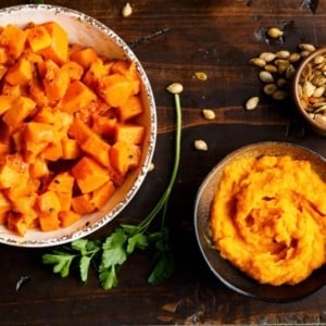 All About Butternut Squash - How to peel, seed, roast and prepare hard-skinned Butternut Squash. Save money by prepping this winter squash yourself, then toast the seeds!