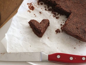 Cutting brownies into fun shapes.