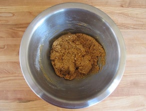 Peanut butter truffle filling in a bowl.