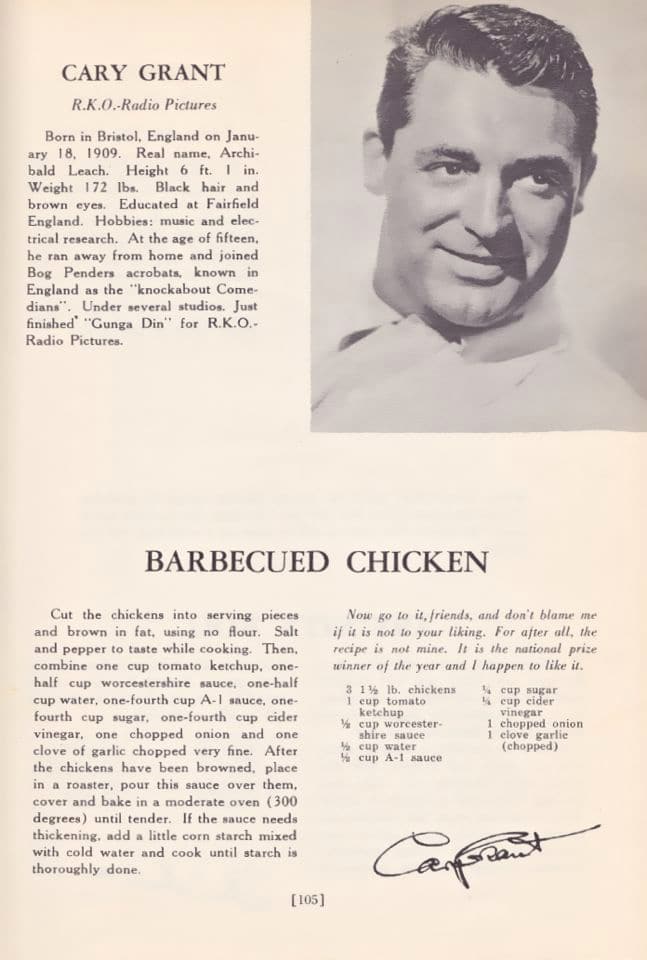 Cary Grant's Oven-Barbecued Chicken - Learn to make one of Cary Grant's favorite recipes on ToriAvey.com