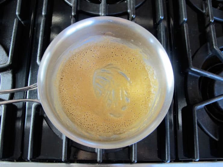A roux in a small saucepan.