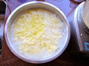 Shredded potatoes in a bowl.