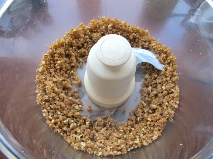 Nut topping in a food processor.