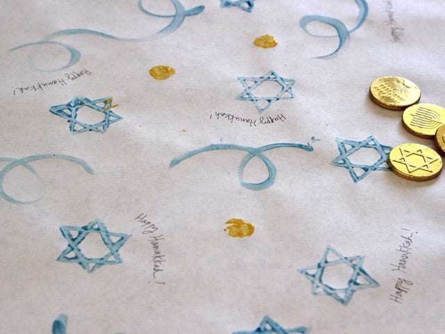 Close up detail - stamped gift wrap paper.