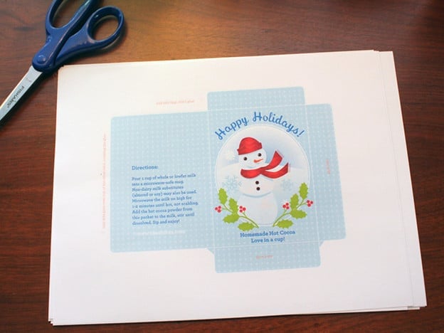 Printable hot cocoa envelope.