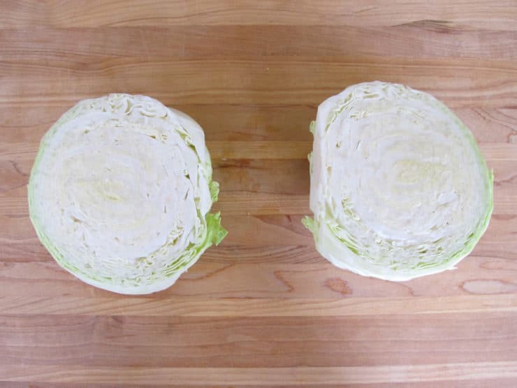 Two halves of cabbage