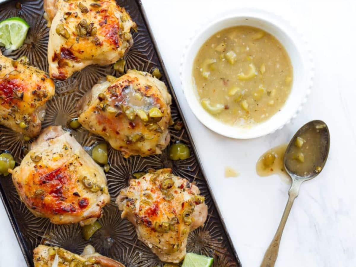 Mediterranean Olive Chicken - Healthy Roasted Marinated Chicken Recipe on ToriAvey.com