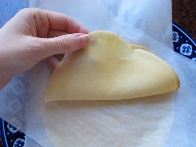 Blintz wrappers on parchment.
