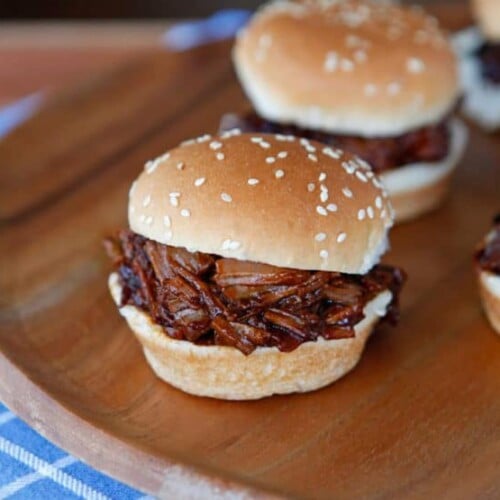 A Horizontal image of Barbecue Brisket Sliders