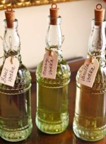 Three bottles of wine with flavor labels