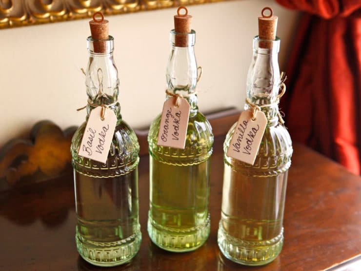 Three bottles of wine with flavor labels