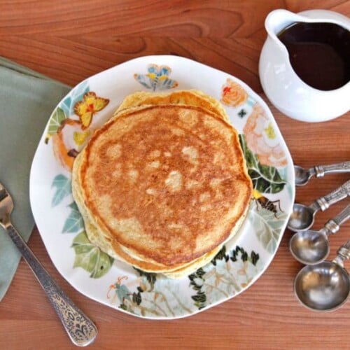 A plate of passover pancake on a wood table