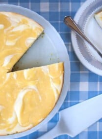 Passover Lemon Swirled Honey Cheesecake with Pistachio Crust